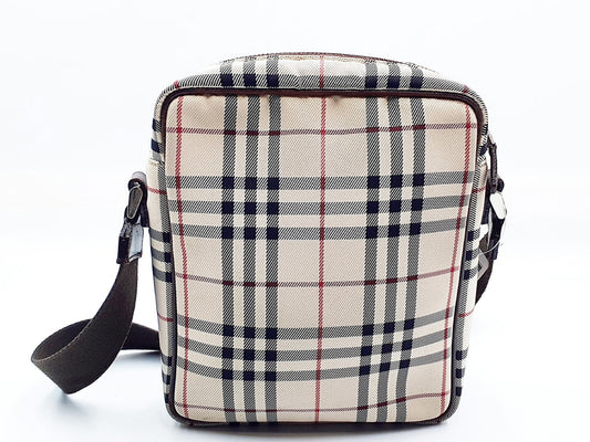 BURBERRY Nova Check Leather Shoulder Bag