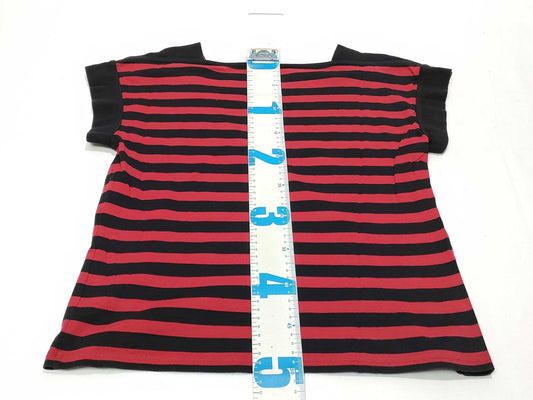CELINE Striped Cotton T-Shirt, Black x Red