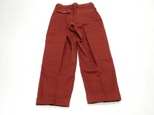 COMME des GARÇONS Homme Plus Men's AD1999 99AW Souvenir Kitsch Hermès Period Dyed Cotton Pants in Terracotta, Red, and Brown