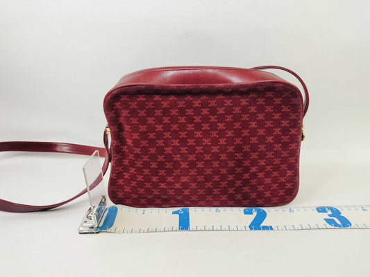 CELINE Macadam Suede Leather Shoulder Bag Camera Bag Shoulder Bag