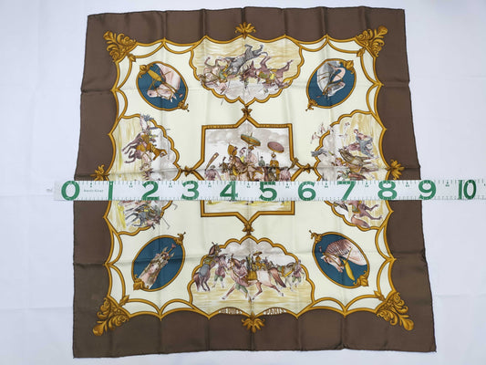 HERMES Carre HERMES Carre 90 Brown Scarf