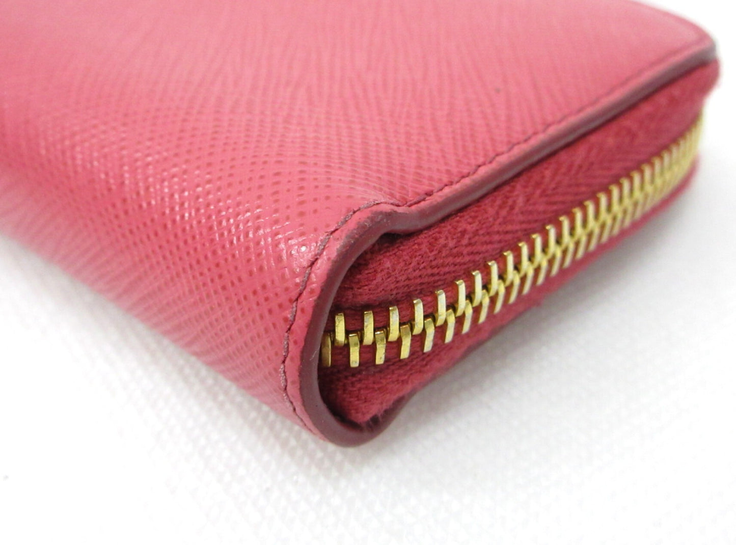 PRADA Prada Round Zip Coin Case 1MM268 Saffiano Leather with Triangle Plate Charm Wallet