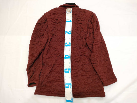 ISSEY MIYAKE 70s early single-color tag leather lining gathered bias shawl collar jacket in red and black