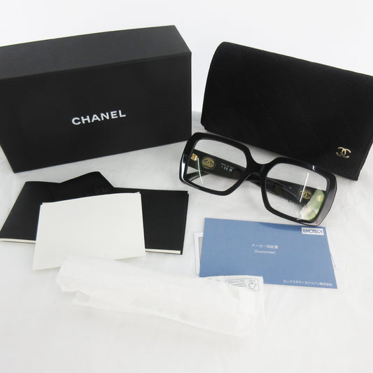 CHANEL Coco Mark Current Model 3491 Square Shape Optical Coco Mark Logo Black Gold Hardware Eyewear Sunglasses