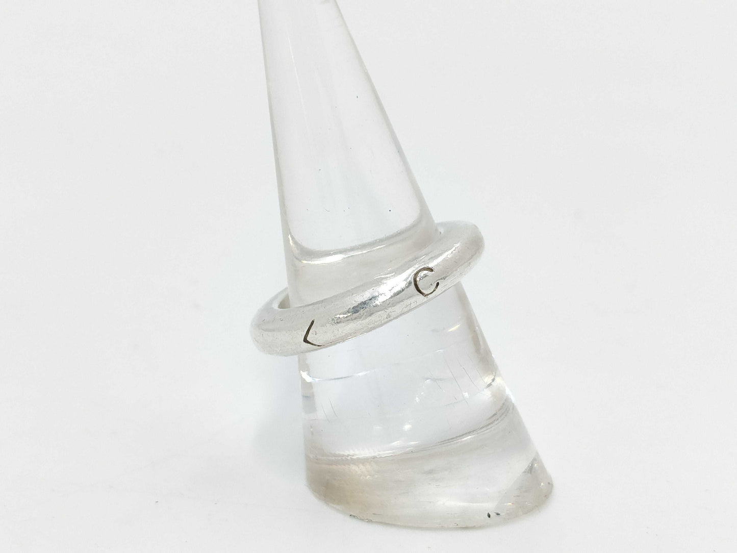 CHANEL Silver 925 Logo Band Ring