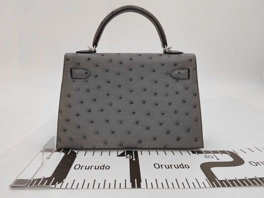 HERMES Hermès Mini Kelly Ostrich Shoulder Bag