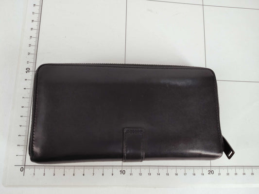 SAINT LAURENT Round Zip Long Wallet Leather Black Wallet