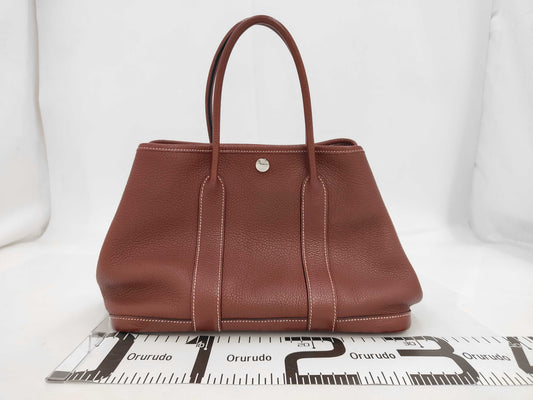 HERMES Garden Party TPM Wine Red P Negonda Handbag