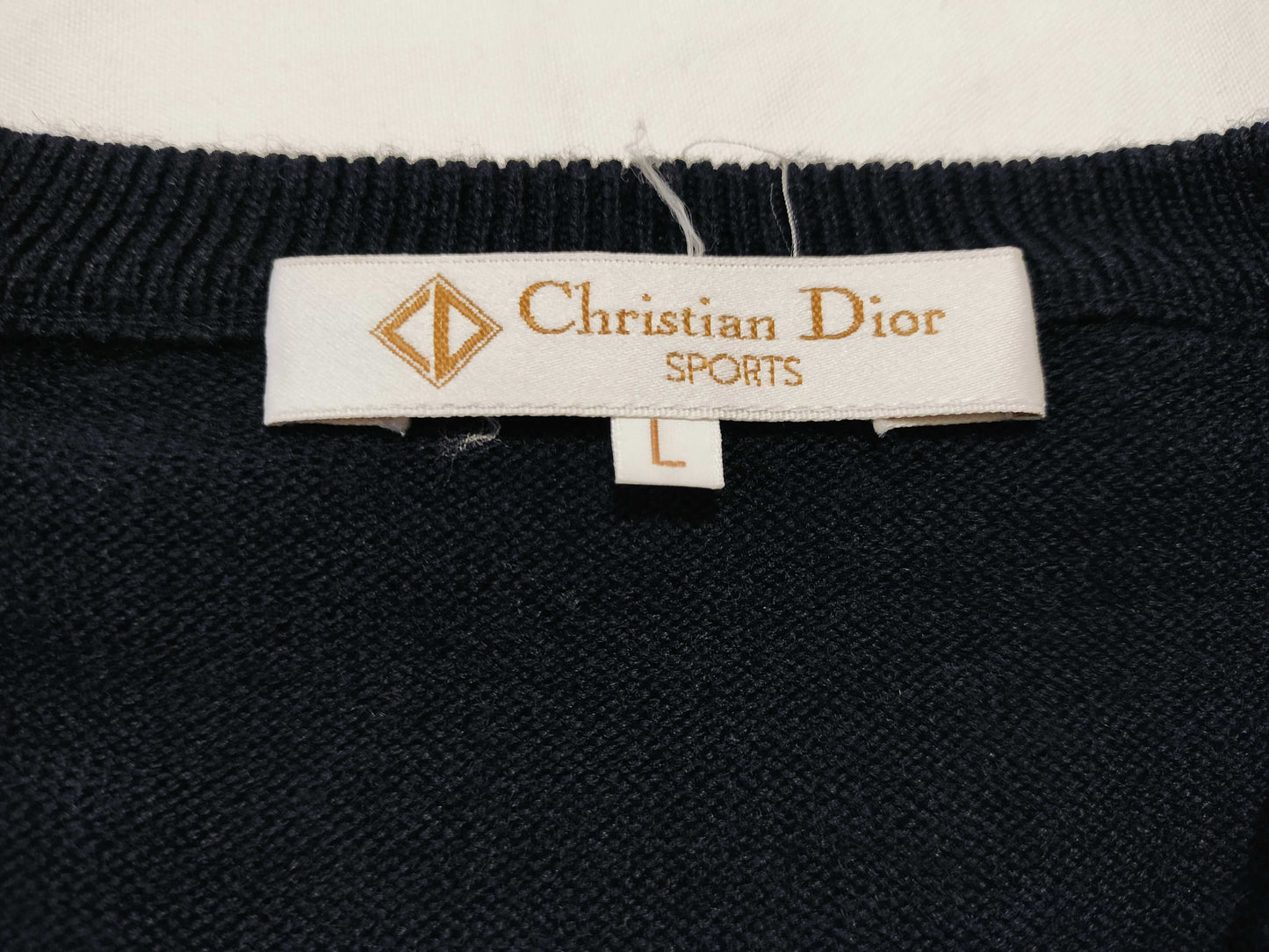Dior Christian Dior Logo Knit Women's V-Neck Sweater Black Top