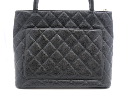CHANEL Caviar Skin Reproduction Tote Bag with Coco Mark