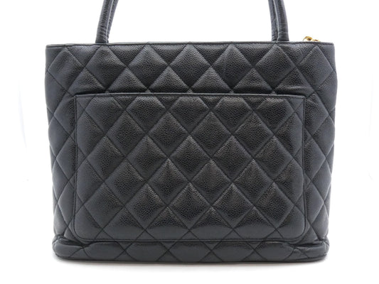 CHANEL Caviar Skin Reproduction Tote Bag with Coco Mark