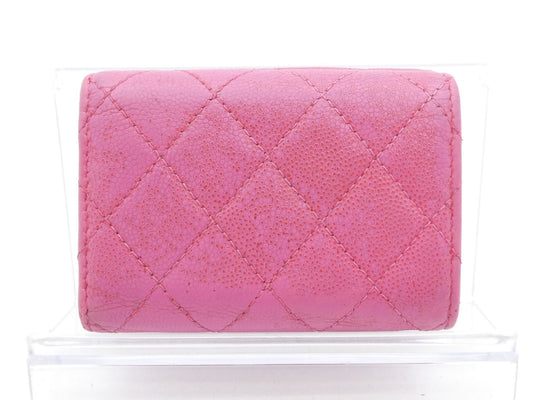 CHANEL Caviar Skin Matelasse Coco Mark Caviar Skin Tri-fold Wallet