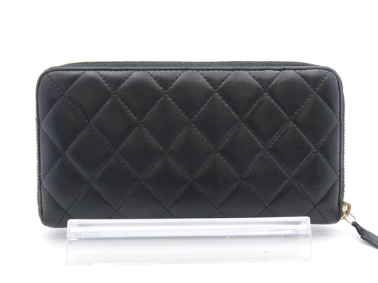 CHANEL Matelasse Coco Mark Round Zip Wallet