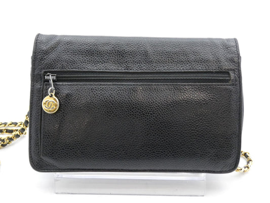 CHANEL Caviar Skin Coco Mark Chain Wallet Shoulder Bag