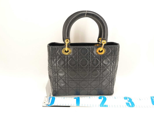 Dior Christian Dior Lady Dior Medium Cannage Lambskin Handbag with Gold Charm