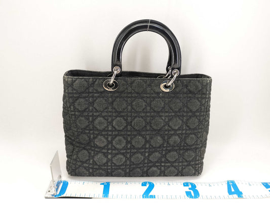 Dior Christian Dior Lady Dior Denim Cannage Lambskin Handbag with Silver Charm