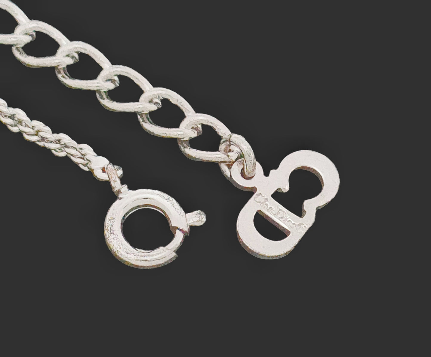 Dior Christian Dior Silver Color Large Logo Pendant Necklace 6.5g Necklace