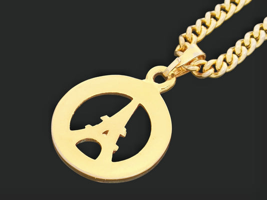 CELINE CELINE Gold-Colored Rhinestone Eiffel Tower Pendant Necklace, 14.8g