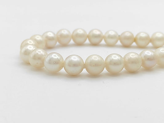 Pearl Necklace, Diameter: Approx. 8.0-8.4mm, Sterling Silver, 42.6g