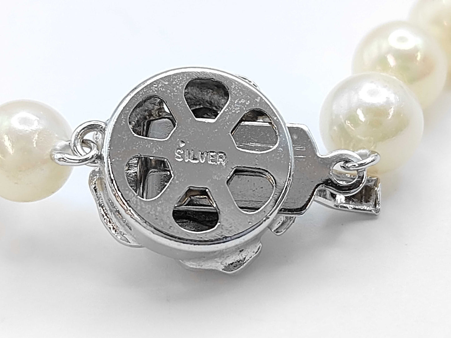 Pearl Necklace, Diameter: Approx. 6.5-6.9mm, Sterling Silver, 28.2g