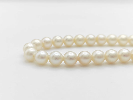 Pearl Necklace, Diameter: Approx. 6.9-7.4mm, Sterling Silver, 30.4g