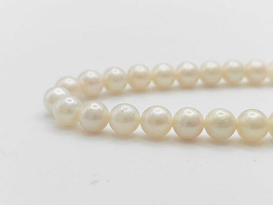 Pearl Necklace, Diameter: Approx. 6.5-6.9mm, Sterling Silver, 27.7g