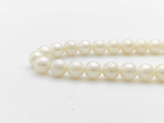 Pearl Necklace, Diameter: Approx. 6.4-6.9mm, Sterling Silver, 29.5g
