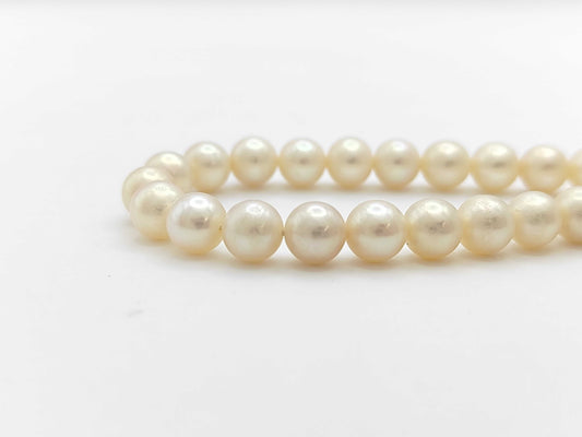 Pearl Necklace, Diameter: Approx. 6.0-6.4mm, Silver, 25.5g