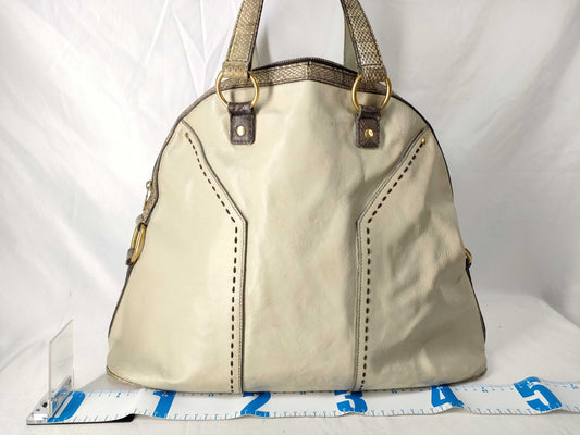 SAINT LAURENT Yves Saint Laurent Lumineuse Leather Python Handbag