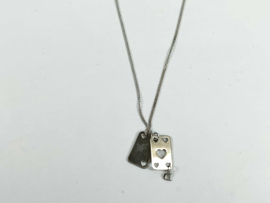 Dior D logo playing card plate necklace