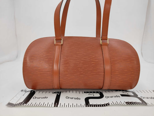 LOUIS VUITTON Epi Soufflot Camel Handbag with Pouch