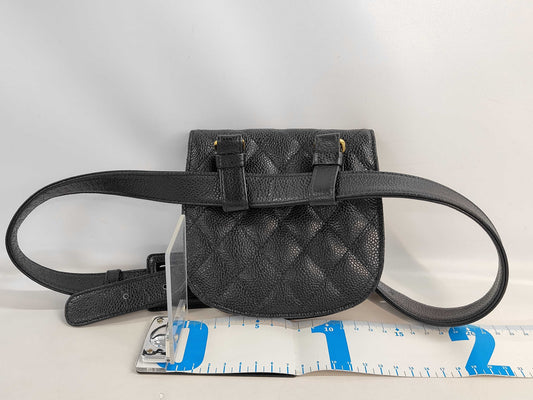 CHANEL CHANEL Matelasse Caviar Leather Waist Bag with Seal, #1 Black Shoulder Bag
