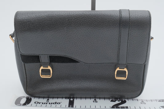 GUCCI Old Gucci Suede Saddle Bag Vintage Black Shoulder Bag