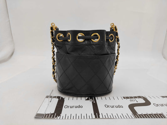 CHANEL Bicolor Drawstring Pouch Shoulder Bag