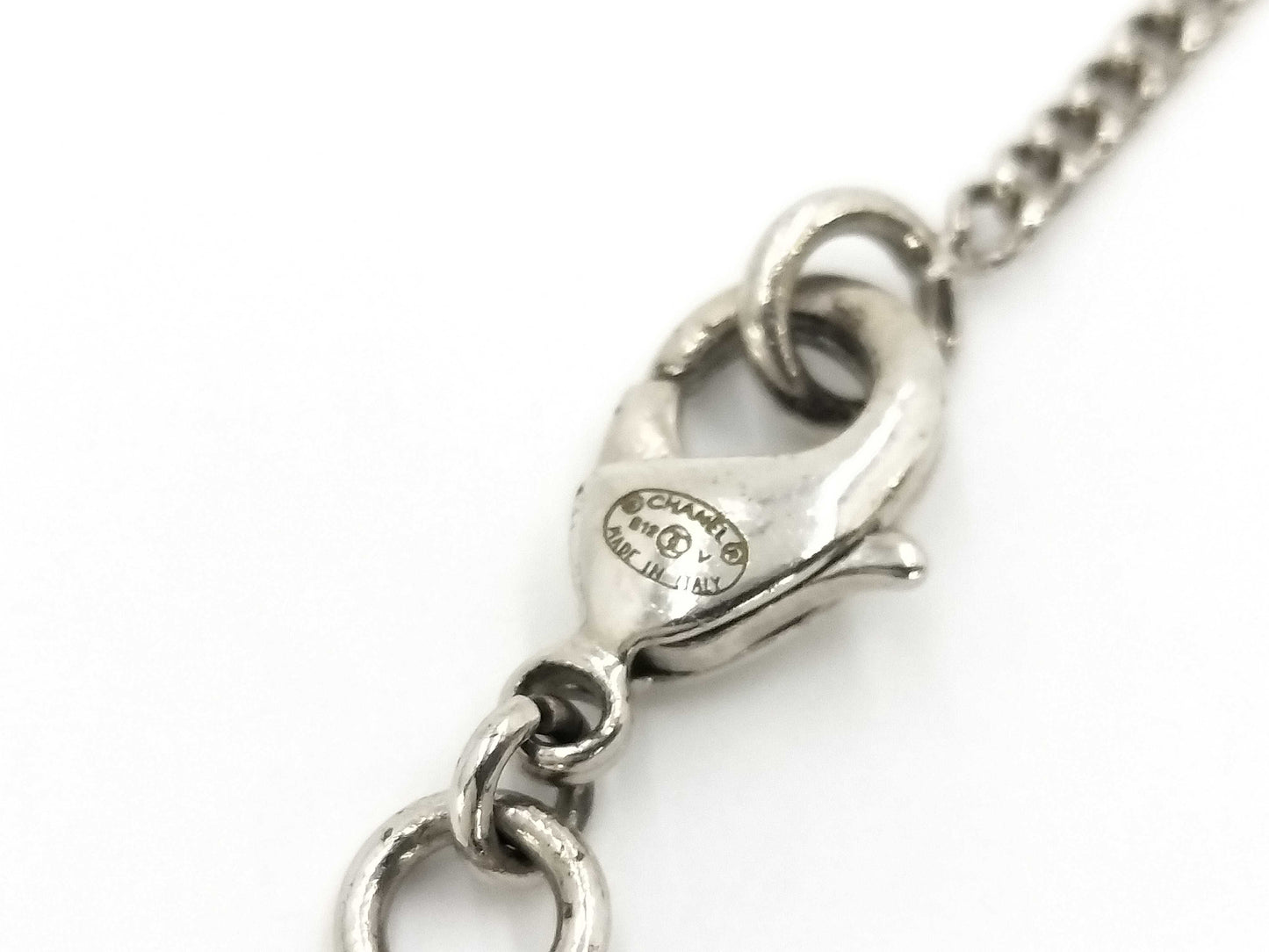 CHANEL CHANEL Necklace Coco Mark Rhinestone Silver B12V Necklace