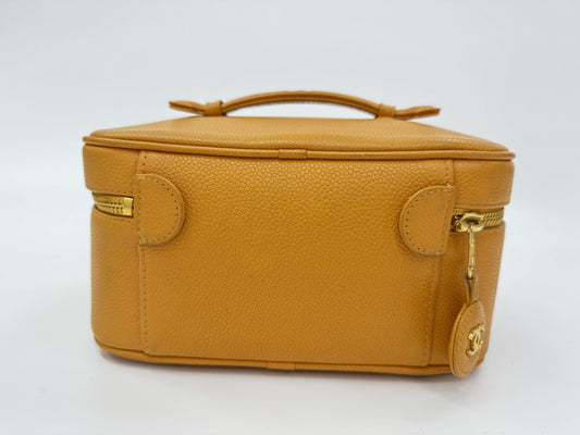 CHANEL Caviar Skin Coco Mark Vanity Handbag Vanity Bag