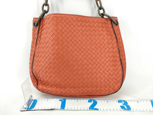 BOTTEGA VENETA Intrecciato Leather Shoulder Bag in Orange