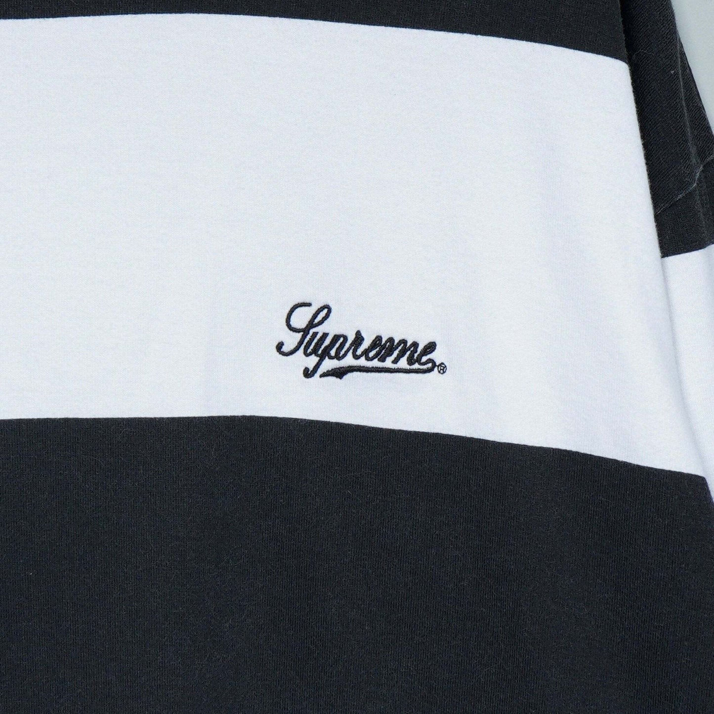 Supreme Border Print Logo Long Sleeve T-Shirt, Black/White, Size L