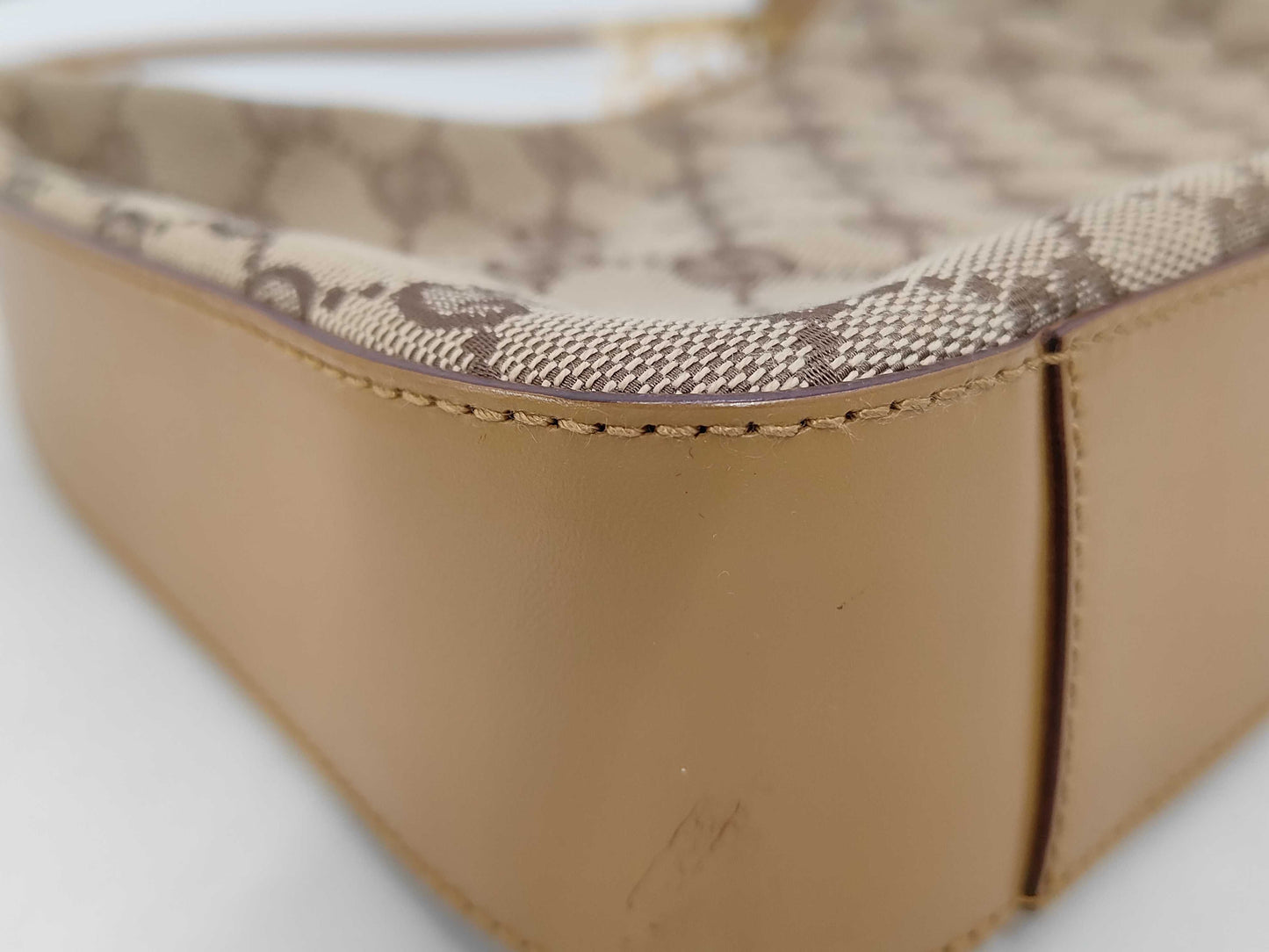 GUCCI 001.3812GG Canvas Shoulder Bag, Canvas and Leather, Camel, Comes with Dust Bag