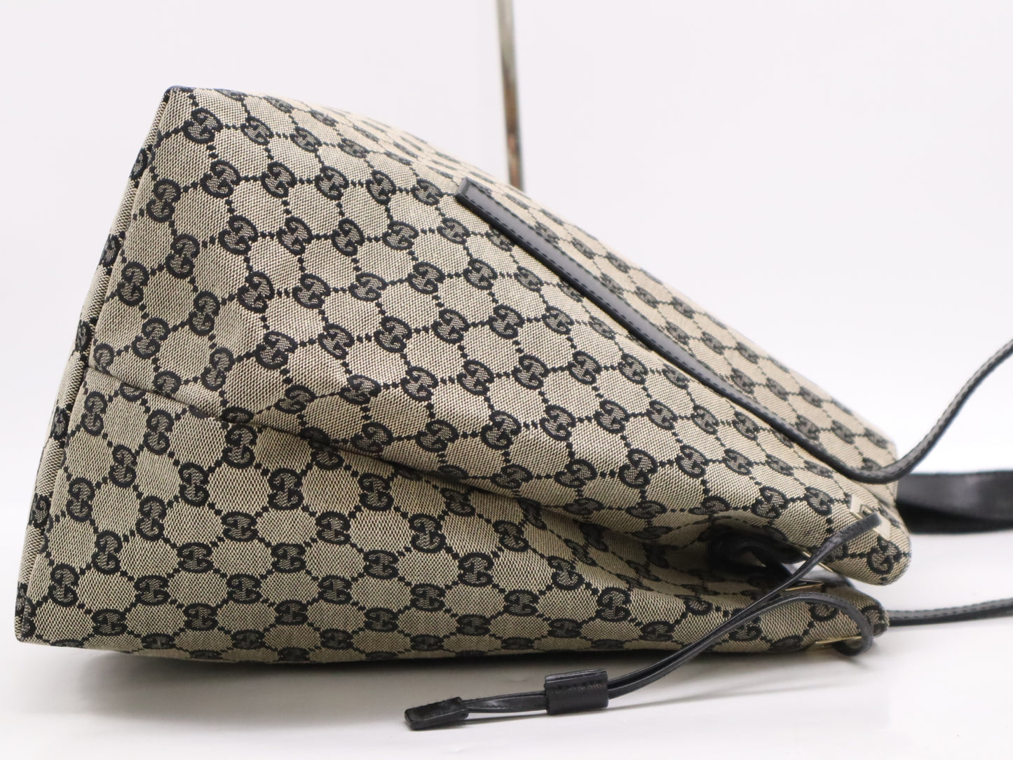 GUCCI GG Canvas Tote Bag Beige Black Tote Bag