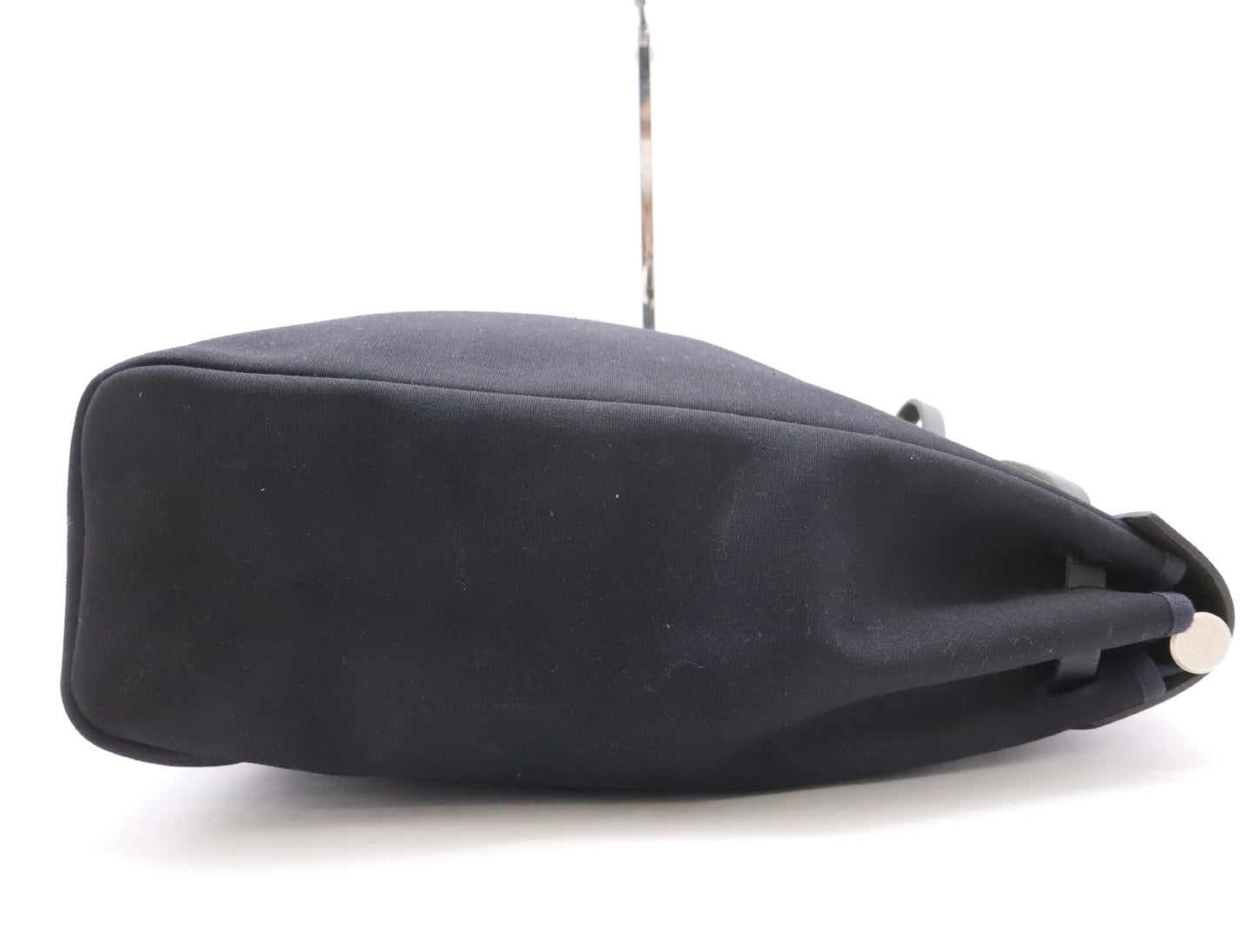 HERMES Toile Officier Air Bag MM Black with Cadena, 2 Keys, Cloche, and 2 Dust Bags, G Stamp, 2003 Tote Bag