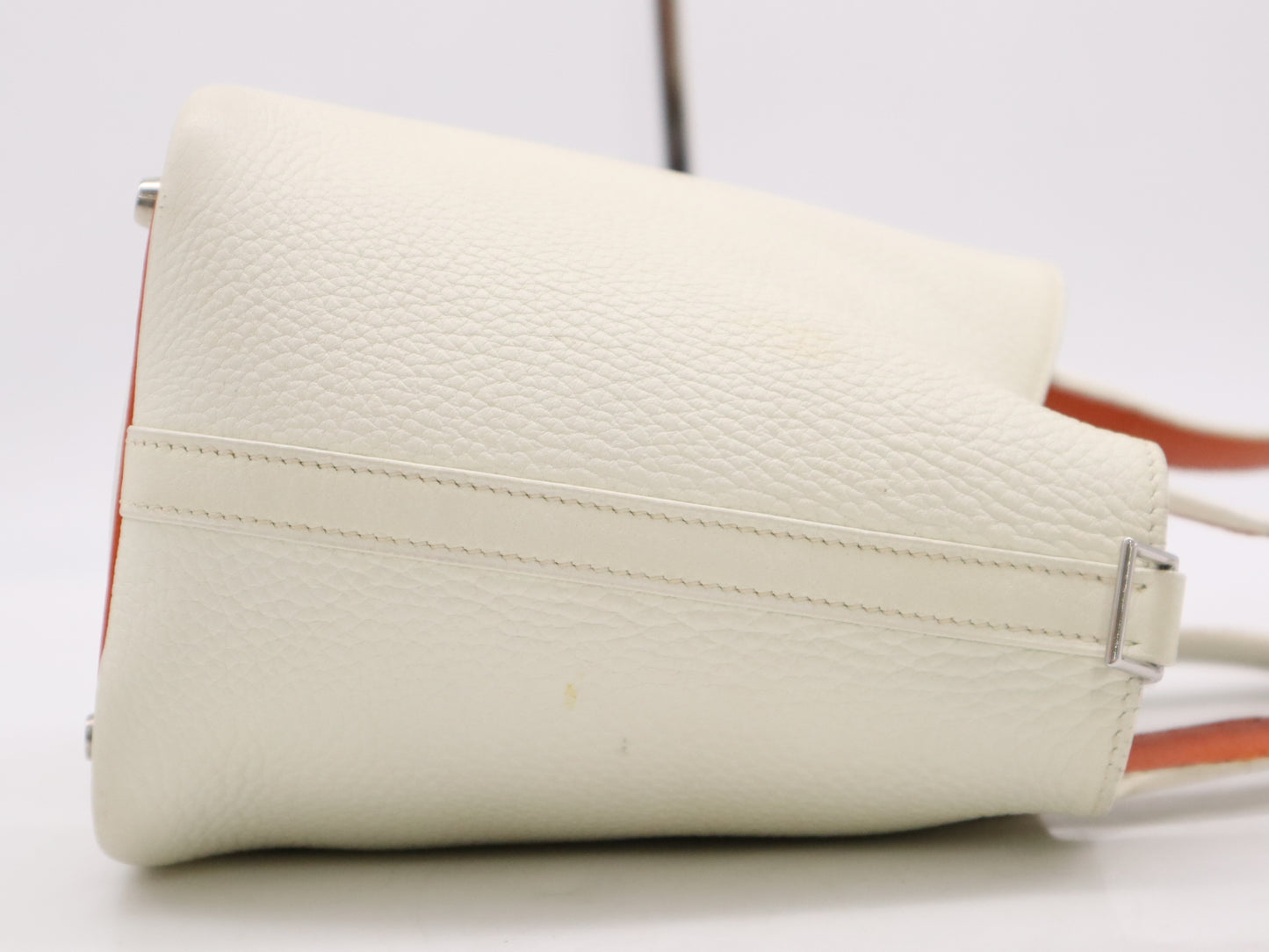 HERMES Epson Picotin PM Two-Tone White Orange Handbag