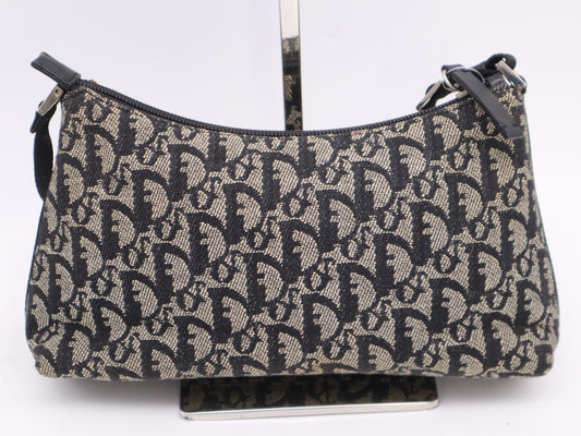 Dior Canvas Trotter Shoulder Bag Gray Black Handbag