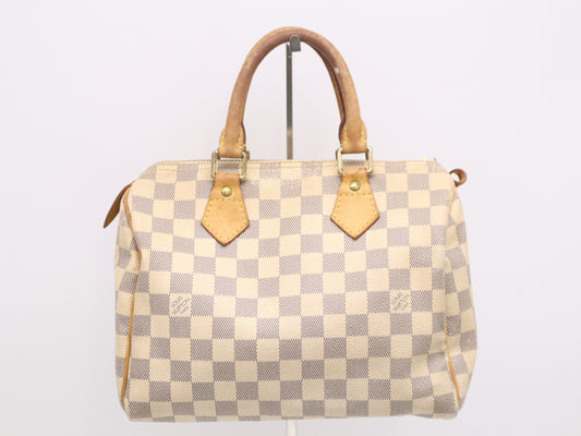 LOUIS VUITTON N41534 Azur Speedy 25 Handbag with Shoulder Pull