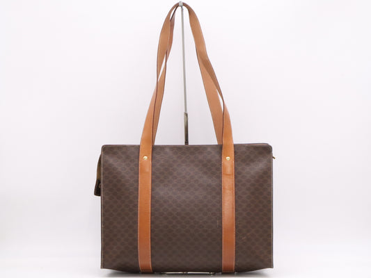 CELINE MC98/1 Leather Tote Bag in Macadam Brown with Light Brown GD Hardware