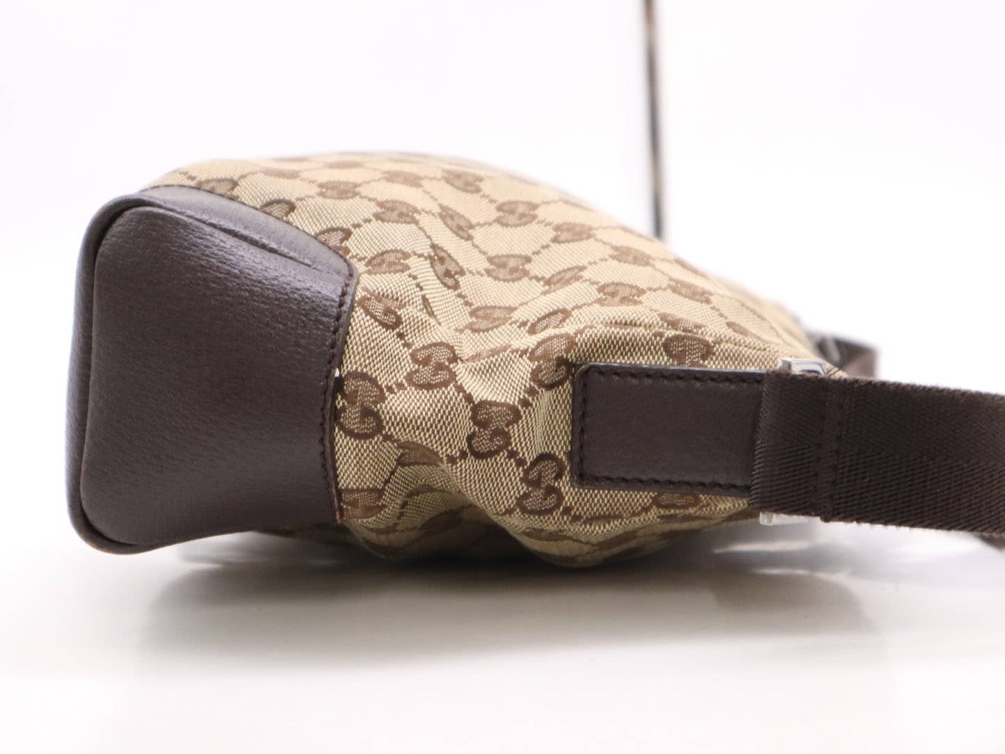 GUCCI 114273 Canvas/Leather GG Canvas Shoulder Bag Beige Dark Brown Shoulder Bag