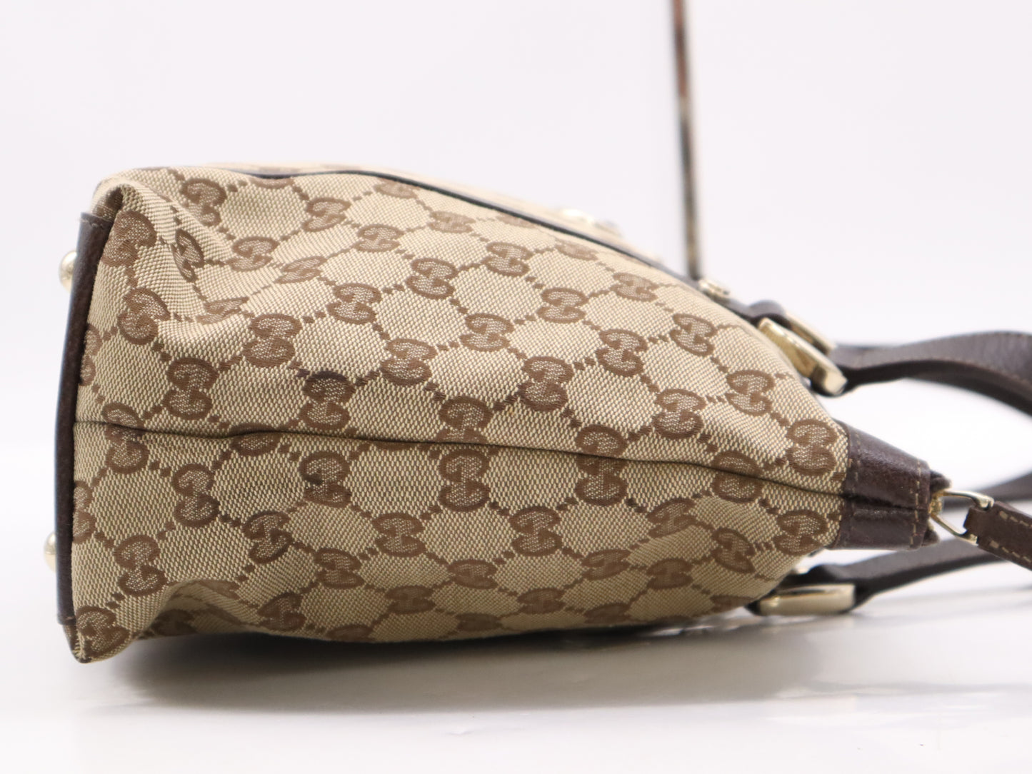 GUCCI 141470 Canvas x Leather GG Canvas Tote Bag Beige Brown Tote Bag