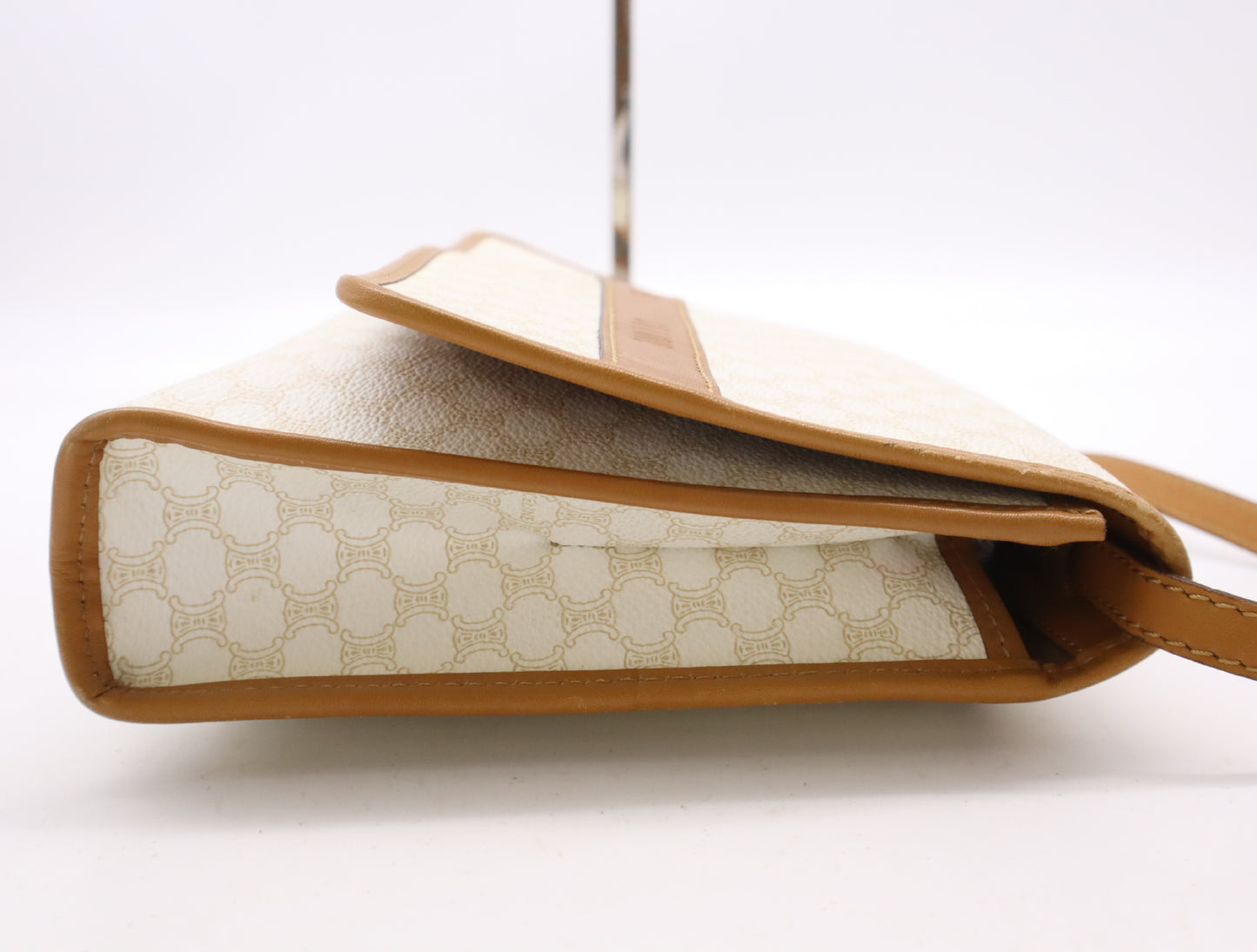 CELINE M07 PVC x Leather Vintage Macadam Shoulder Bag in White and Brown