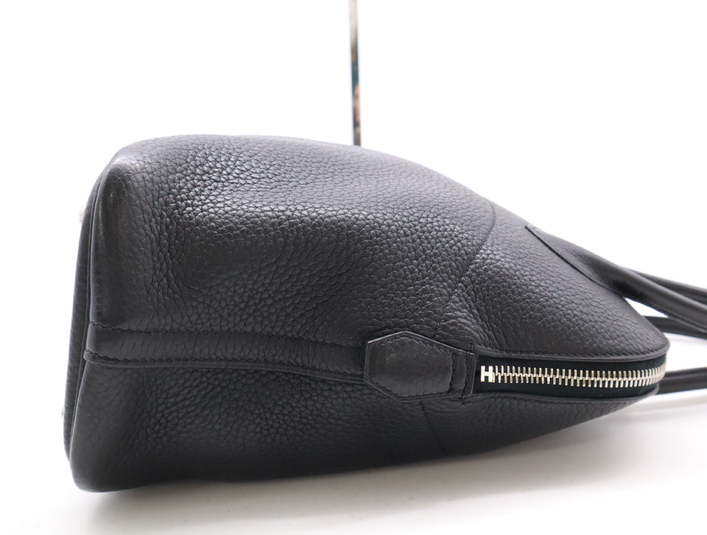 HERMES Bolide 31 Leather Handbag in Black with Sterling Silver Hardware, Dust Bag, Box, and Rain Cover Included, N Stamp, 2010