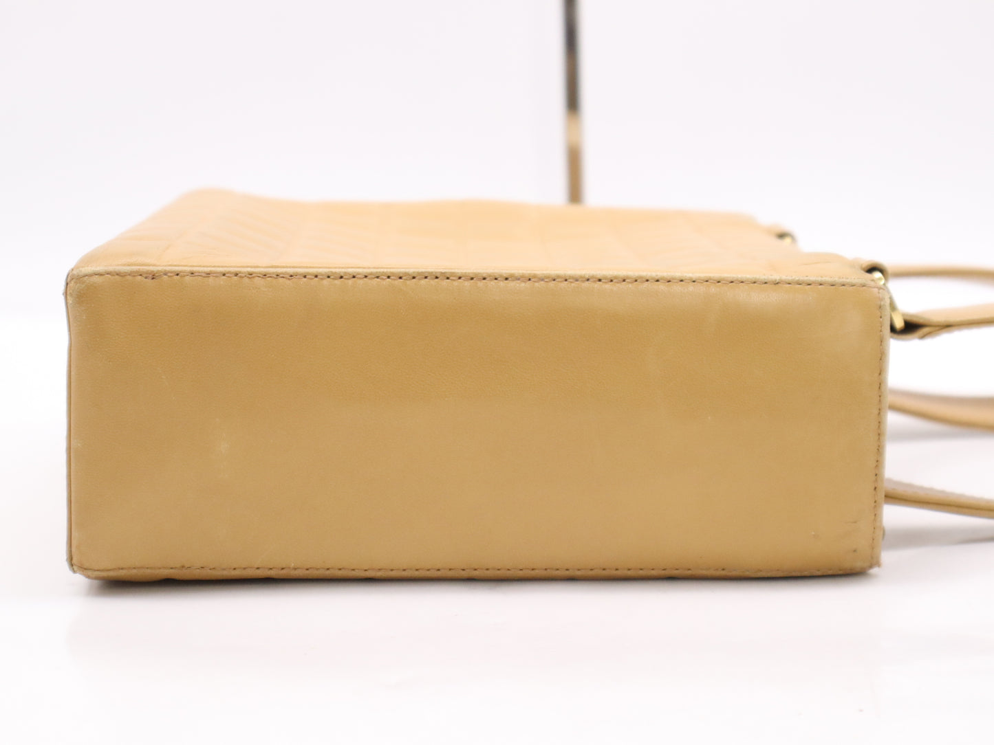 CHANEL A17809 Lambskin Chocolate Bar Shoulder Bag, Beige, GD Hardware, Seal, 7287372 Shoulder Bag